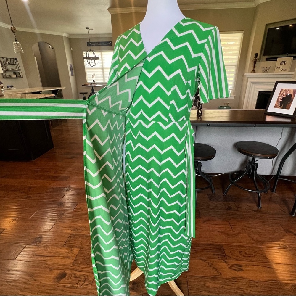 Who What Wear Maxi Wrap Dress Women's Small Kelly Green White Summer Long Length - Picture 7 of 16